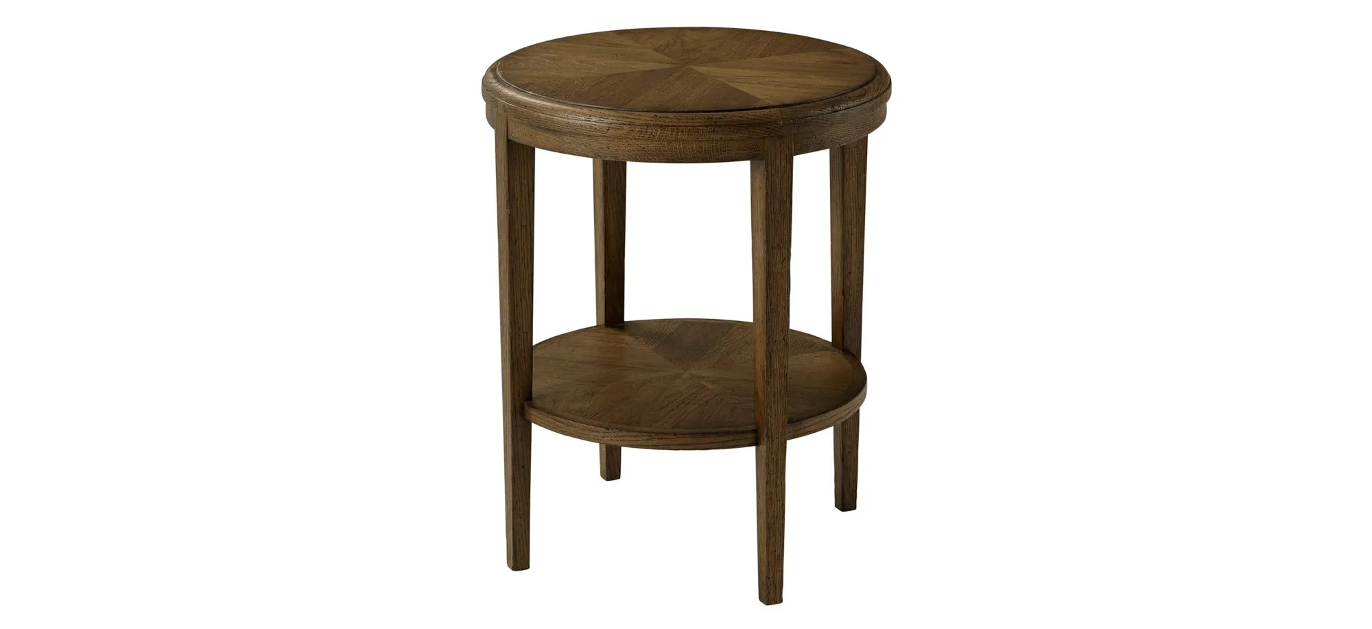 Nova Two Tiered Round Side Table in Dusk by Theodore Alexander
