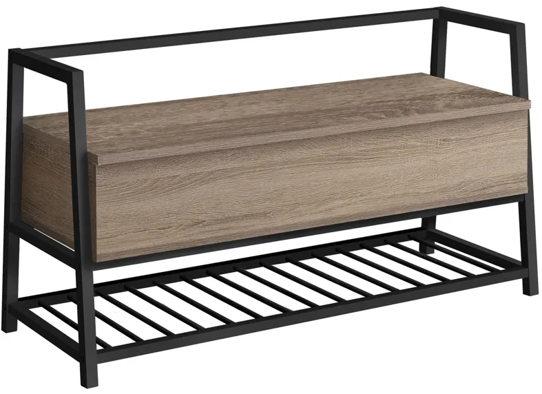 Turk Lift-Top Bench in Dark Taupe by Monarch Specialties