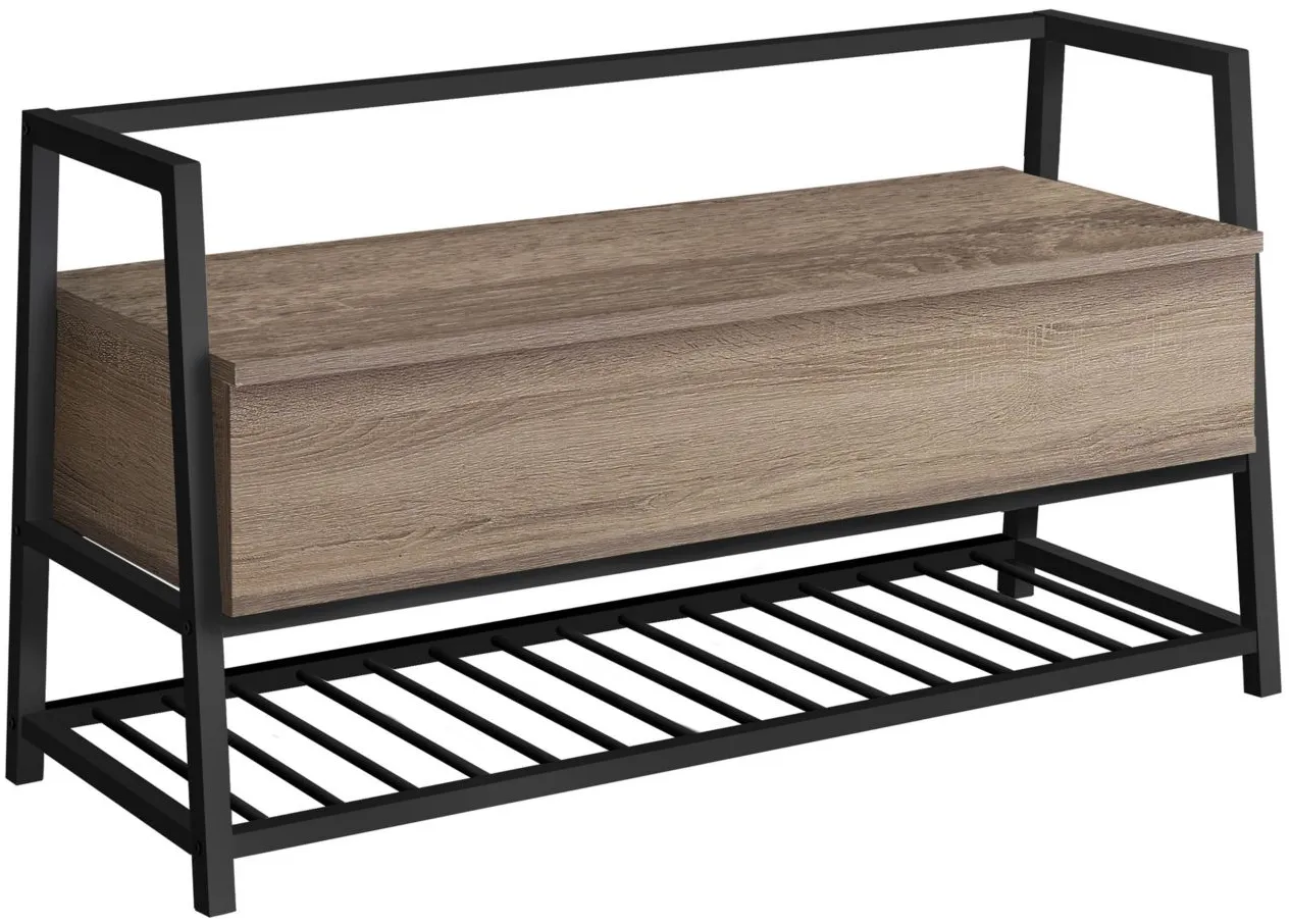 Turk Lift-Top Bench in Dark Taupe by Monarch Specialties