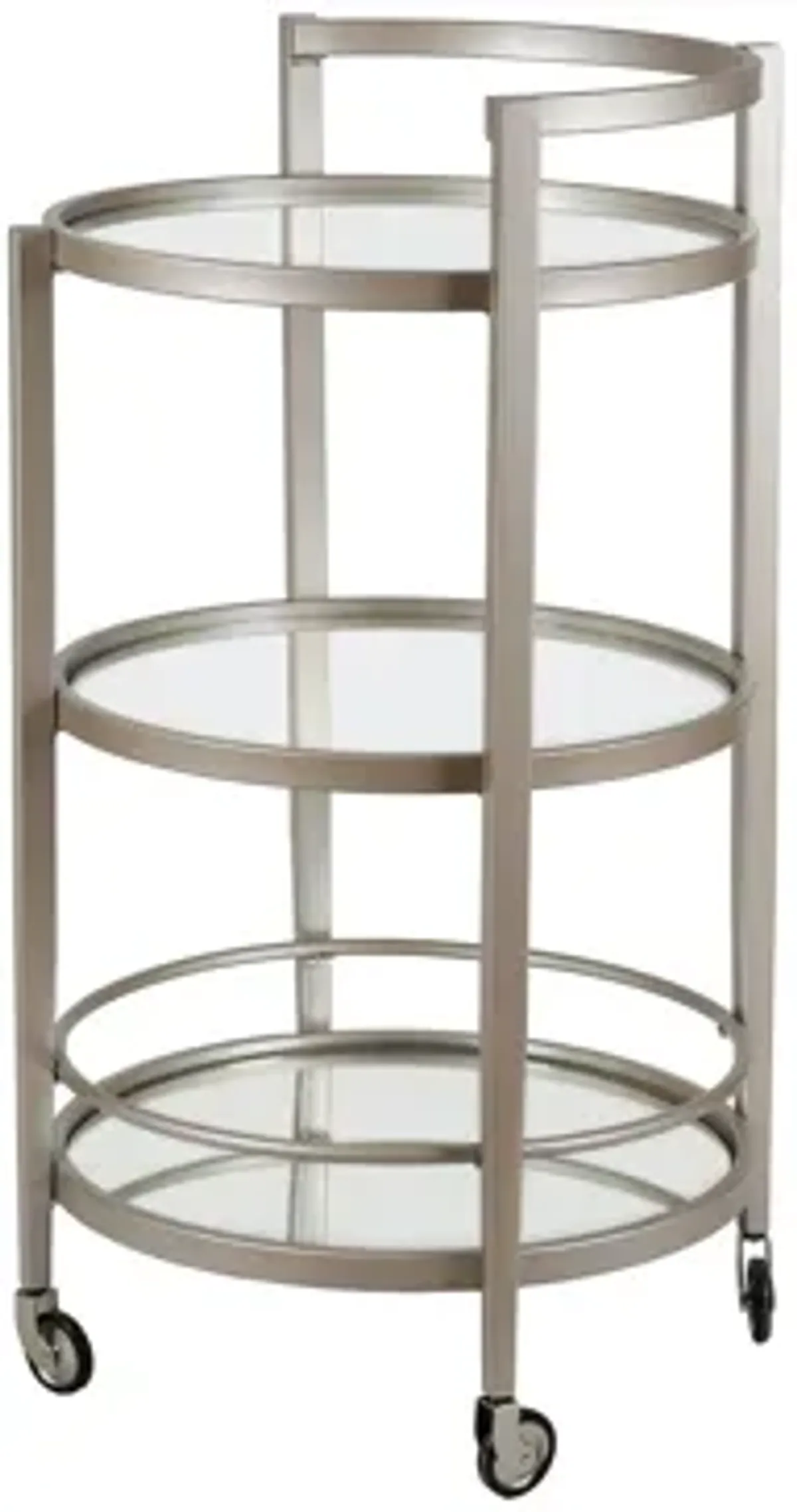 Hause Round Bar Cart with Mirrored Shelf