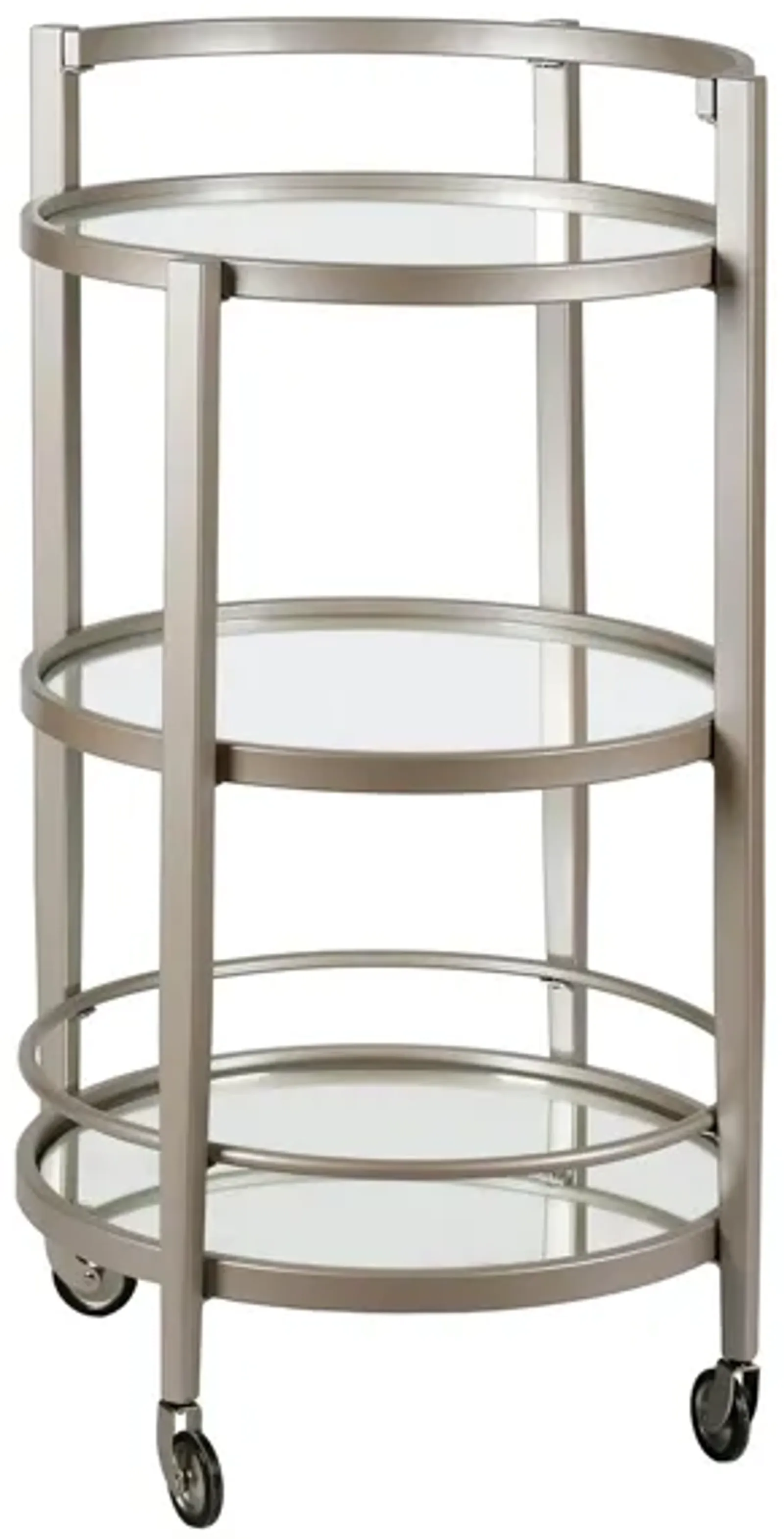 Hause Round Bar Cart with Mirrored Shelf