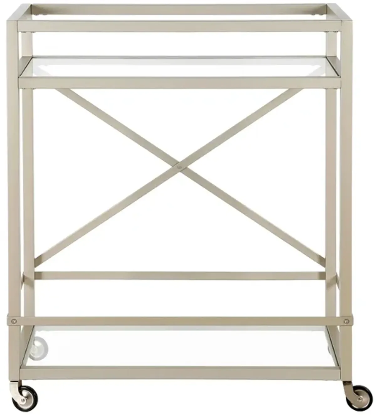 Warbler Rectangular Bar Cart in Satin Nickel by Hudson & Canal