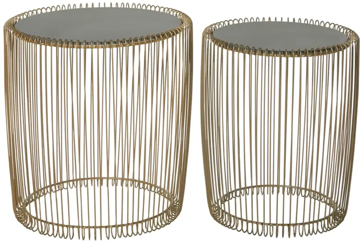 Ivy Collection Basket Accent Table 2-pc. in Gold by UMA Enterprises