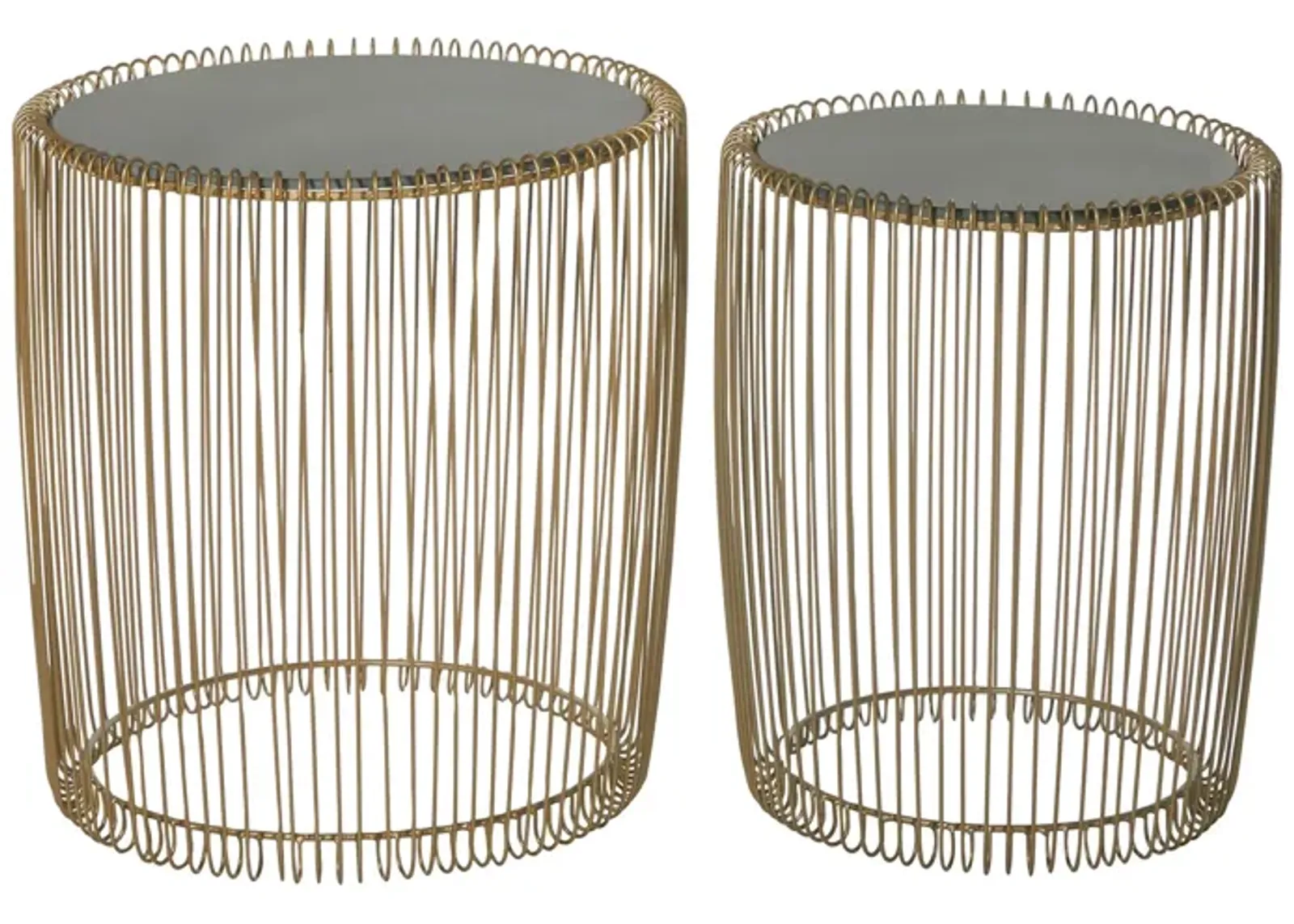 Ivy Collection Basket Accent Table 2-pc. in Gold by UMA Enterprises