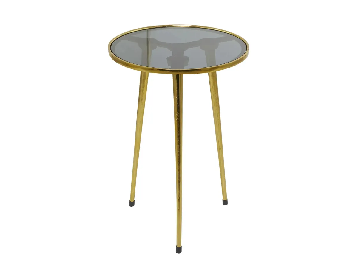 Ivy Collection Drum Accent Table in Gold by UMA Enterprises