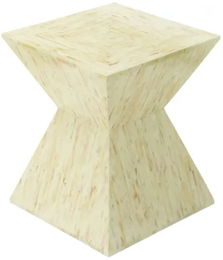 Ivy Collection Hourglass Accent Table in Beige by UMA Enterprises