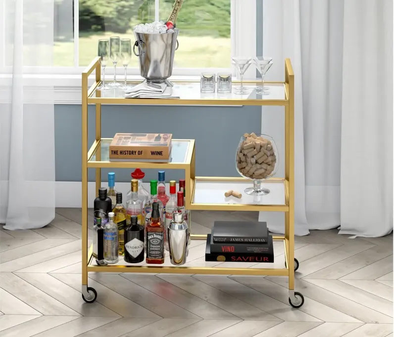 Lovett Bar Cart in Brass by Hudson & Canal