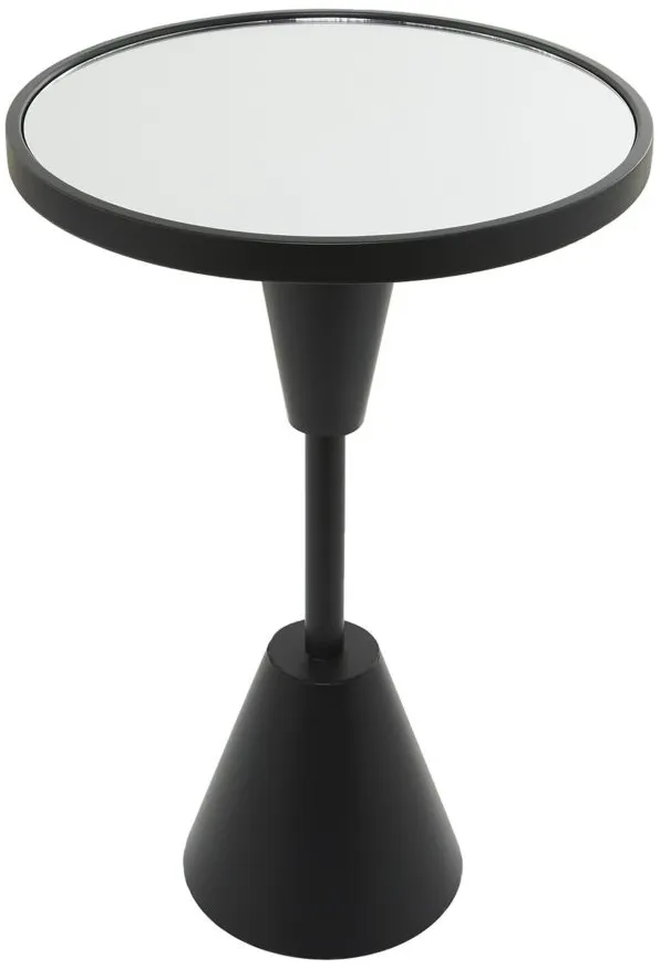 Ivy Collection Mirror Accent Table in Black by UMA Enterprises
