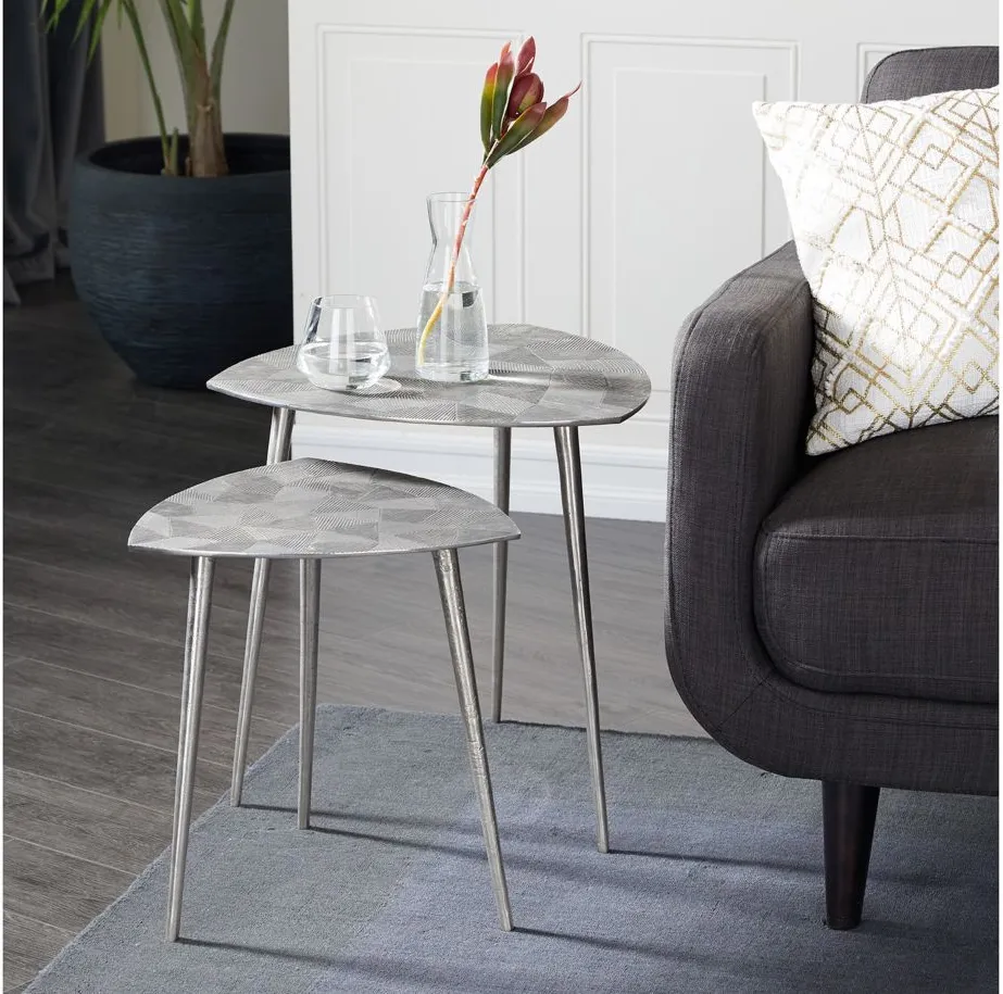 Ivy Collection Triangle Accent Table -2pc. in Gray by UMA Enterprises