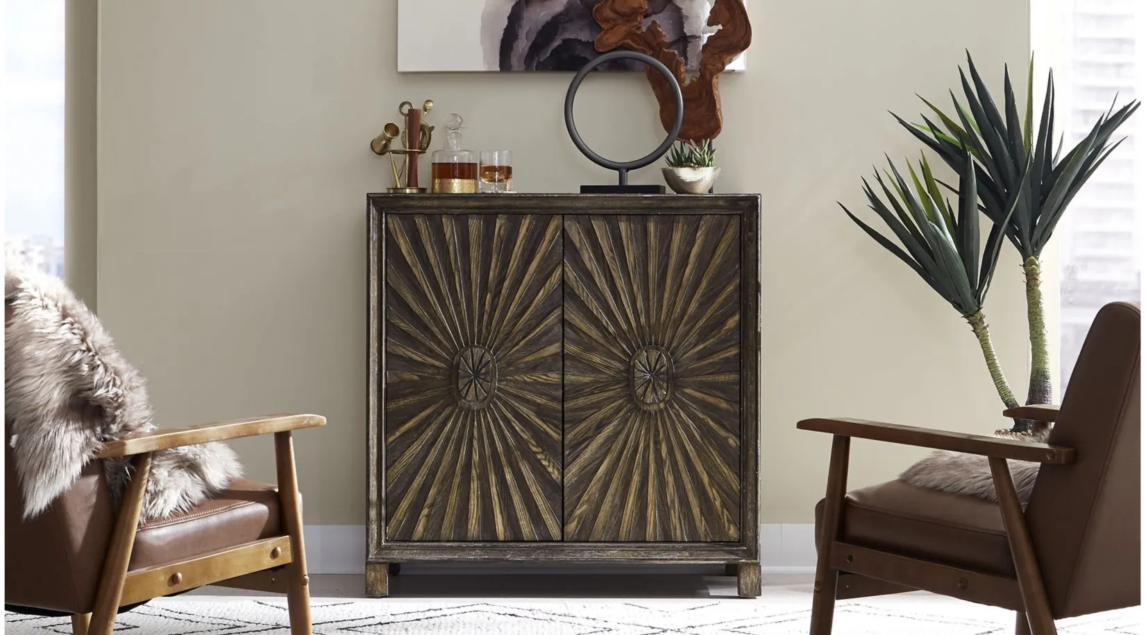 Chaucer 2 Door Wine Cabinet in Aged Whiskey Finish by Liberty Furniture