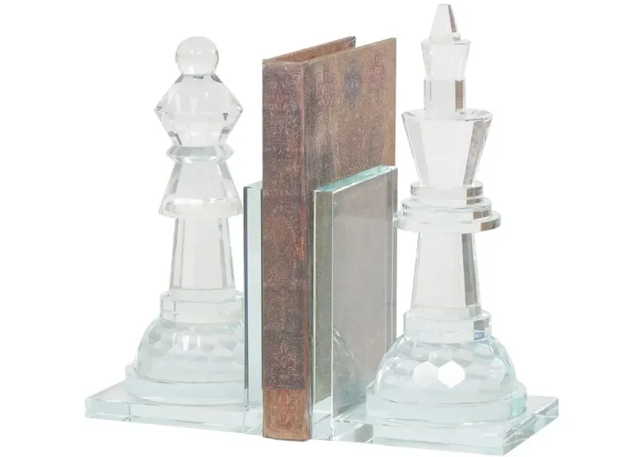 Ivy Collection Oversized Chess Bookends Set in Clear by UMA Enterprises