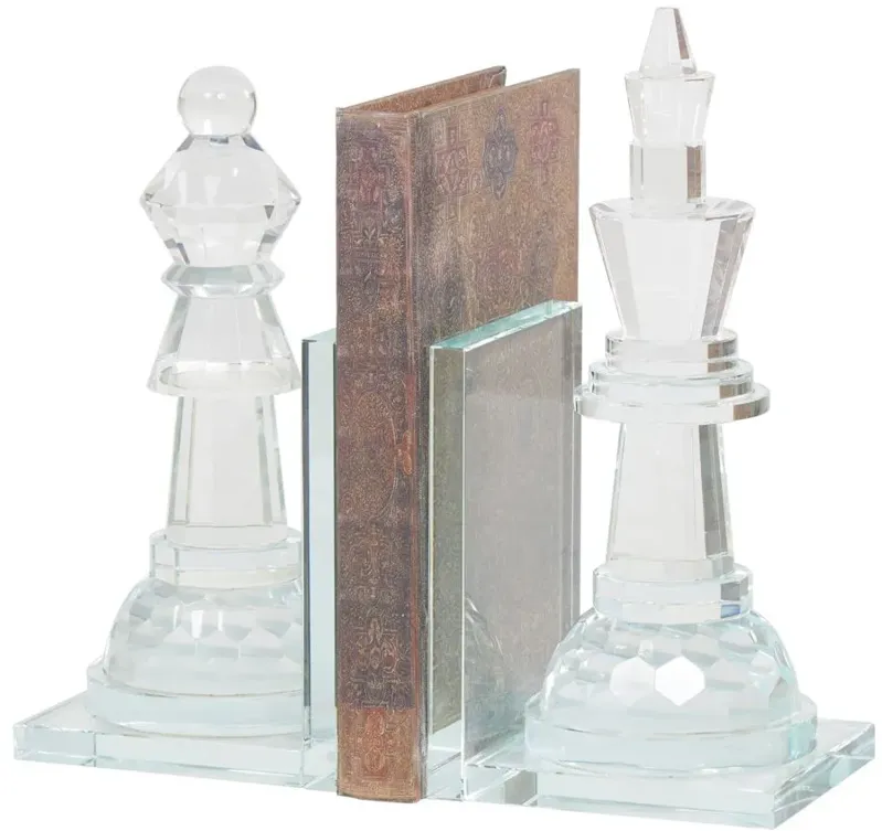 Ivy Collection Oversized Chess Bookends Set in Clear by UMA Enterprises