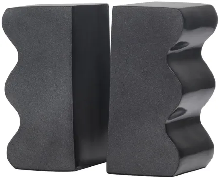 Ivy Collection Wave Inspired Bookends Set in Dark Gray by UMA Enterprises