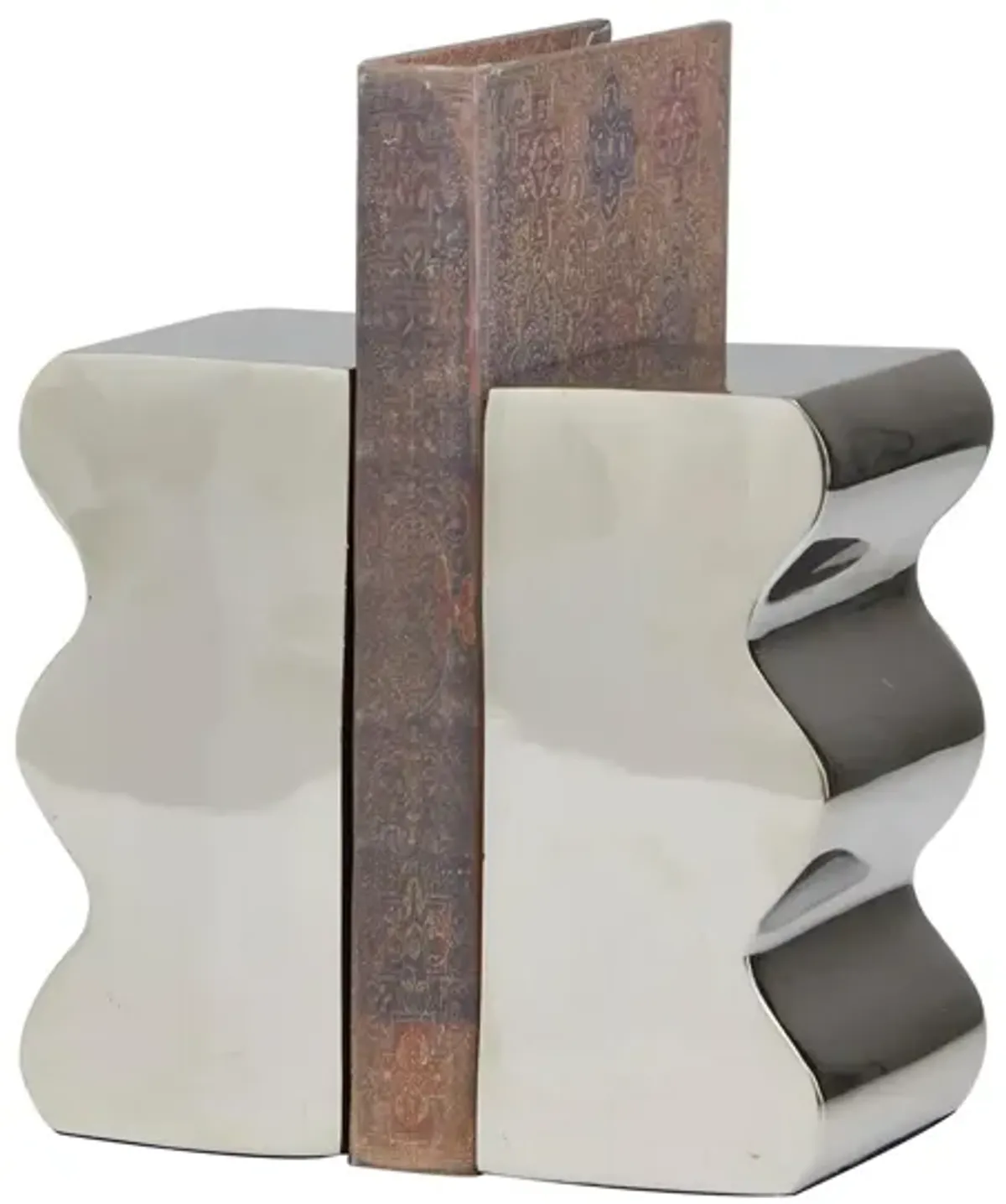 Ivy Collection Wave Inspired Bookends Set in Silver by UMA Enterprises