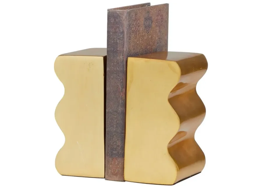 Ivy Collection Wave Inspired Bookends Set in Gold by UMA Enterprises