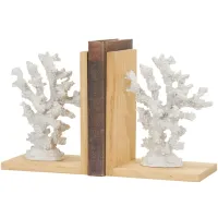 Ivy Collection Resin Coral Textured Bookends Set in White by UMA Enterprises