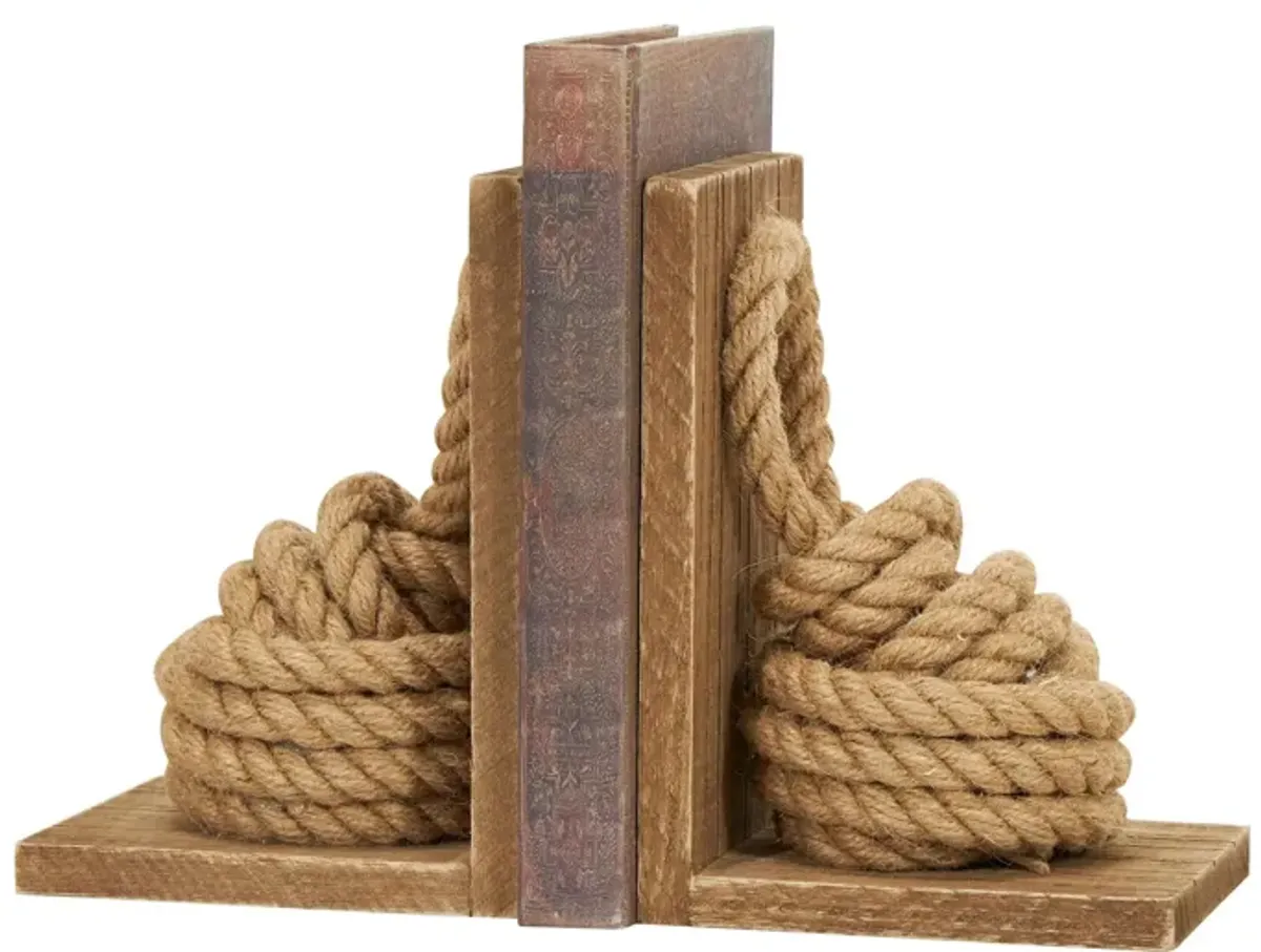 Ivy Collection Knot Rope Bookends Set in Brown by UMA Enterprises