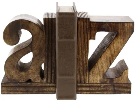 Ivy Collection A Z Bookends with L-Shaped Border Set in Brown by UMA Enterprises