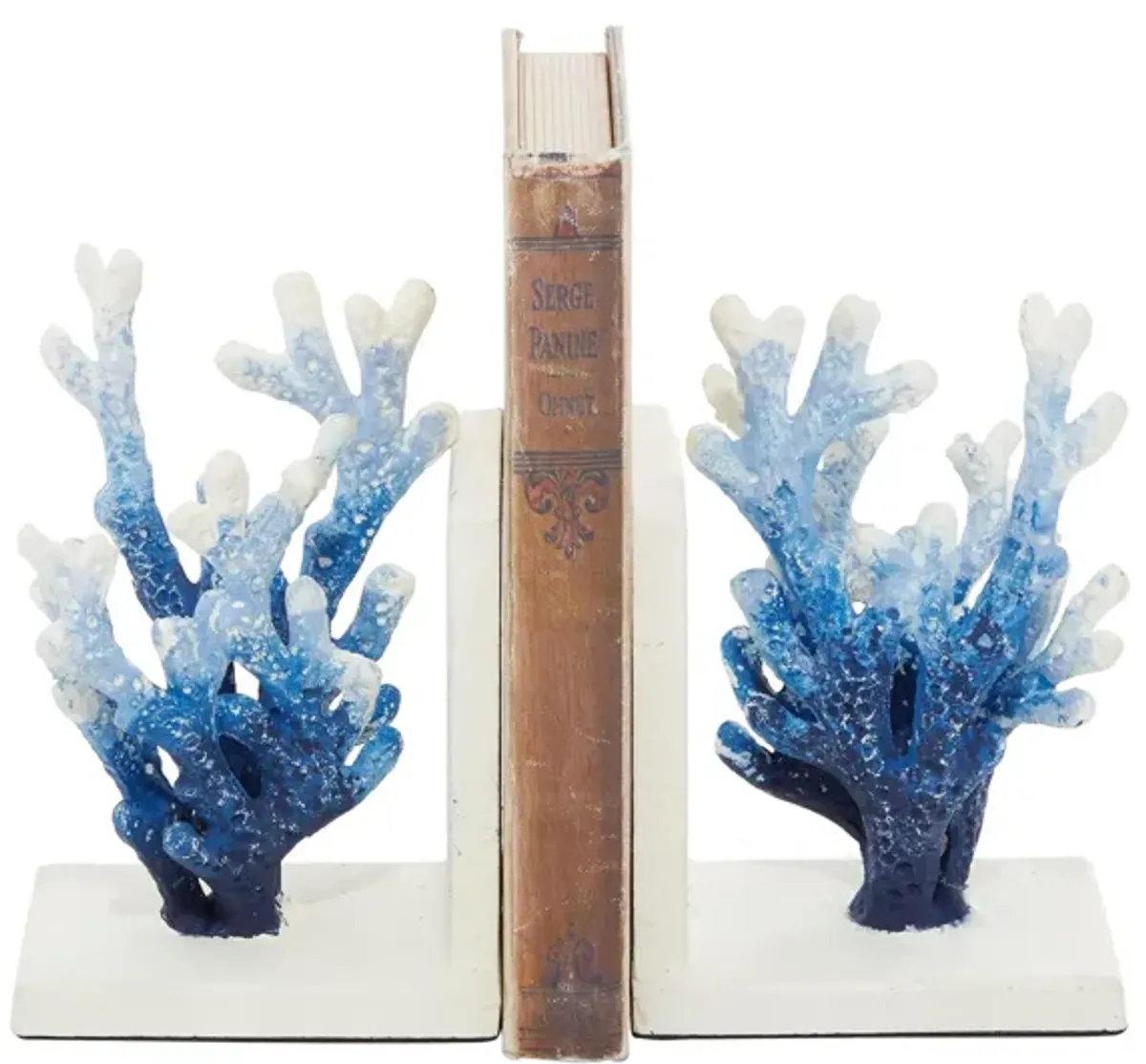 Ivy Collection Ombre Textured Coral Bookends Set in Blue by UMA Enterprises