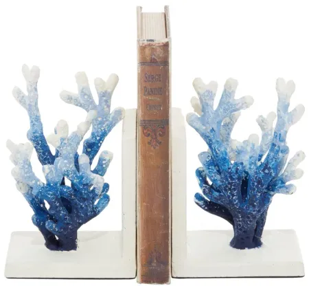 Ivy Collection Ombre Textured Coral Bookends Set in Blue by UMA Enterprises