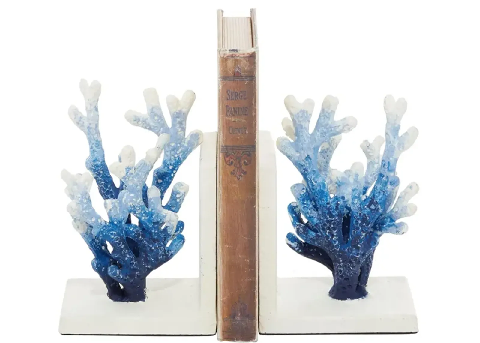 Ivy Collection Ombre Textured Coral Bookends Set in Blue by UMA Enterprises