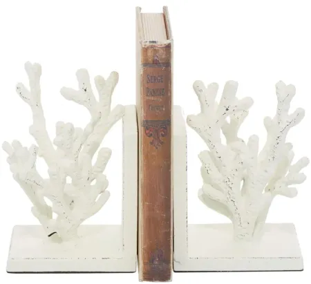 Ivy Collection Coral Bookends Set in White by UMA Enterprises