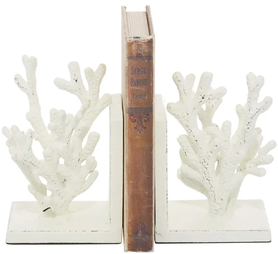 Ivy Collection Coral Bookends Set in White by UMA Enterprises