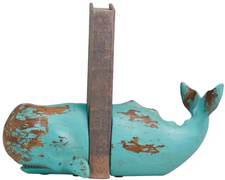 Ivy Collection Whale Bookends Set in Teal by UMA Enterprises