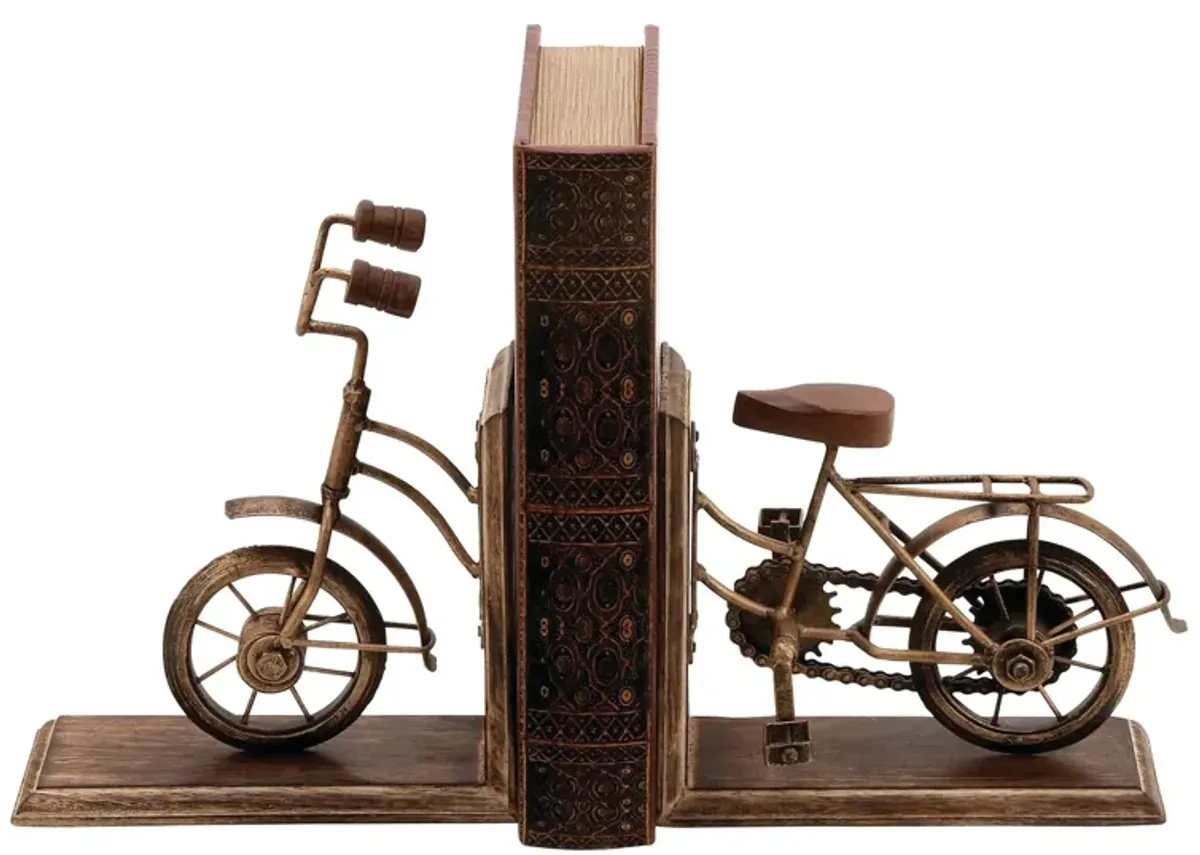 Ivy Collection Antiqued Bike Bookends Set
