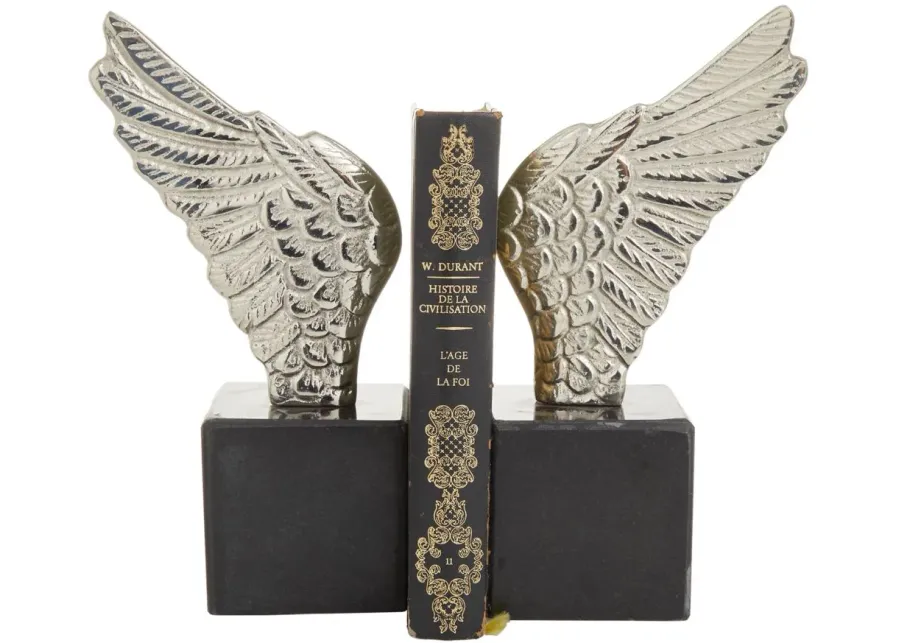 Ivy Collection Bird Wings Bookends Set in Silver by UMA Enterprises