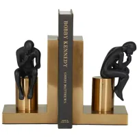 Ivy Collection The Thinker People on Blocks Bookends Set in Gold by UMA Enterprises