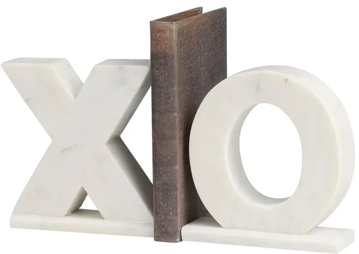 Ivy Collection Sleek X and O Bookends Set in White by UMA Enterprises