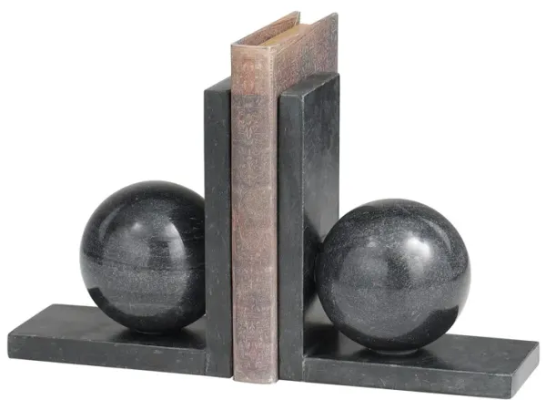 Ivy Collection Sleek Orb Geometric Bookends Set
