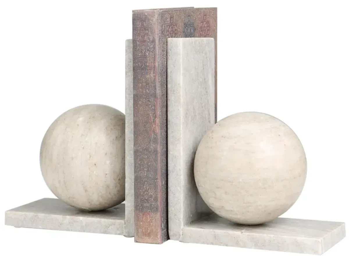 Ivy Collection Sleek Orb Geometric Bookends Set in Beige by UMA Enterprises