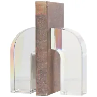 Ivy Collection Geometric Arched Bookends Set in Clear by UMA Enterprises