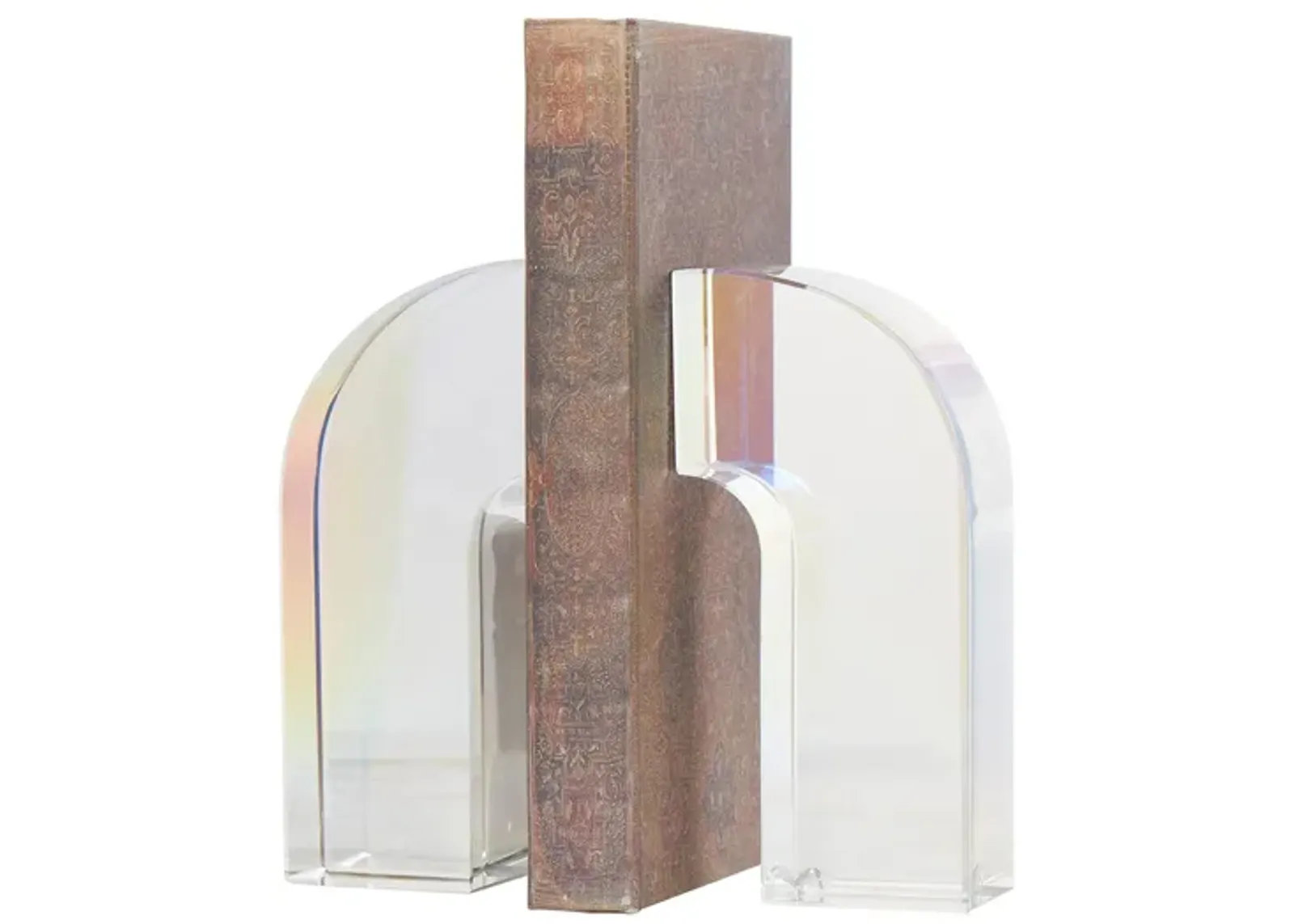 Ivy Collection Geometric Arched Bookends Set in Clear by UMA Enterprises