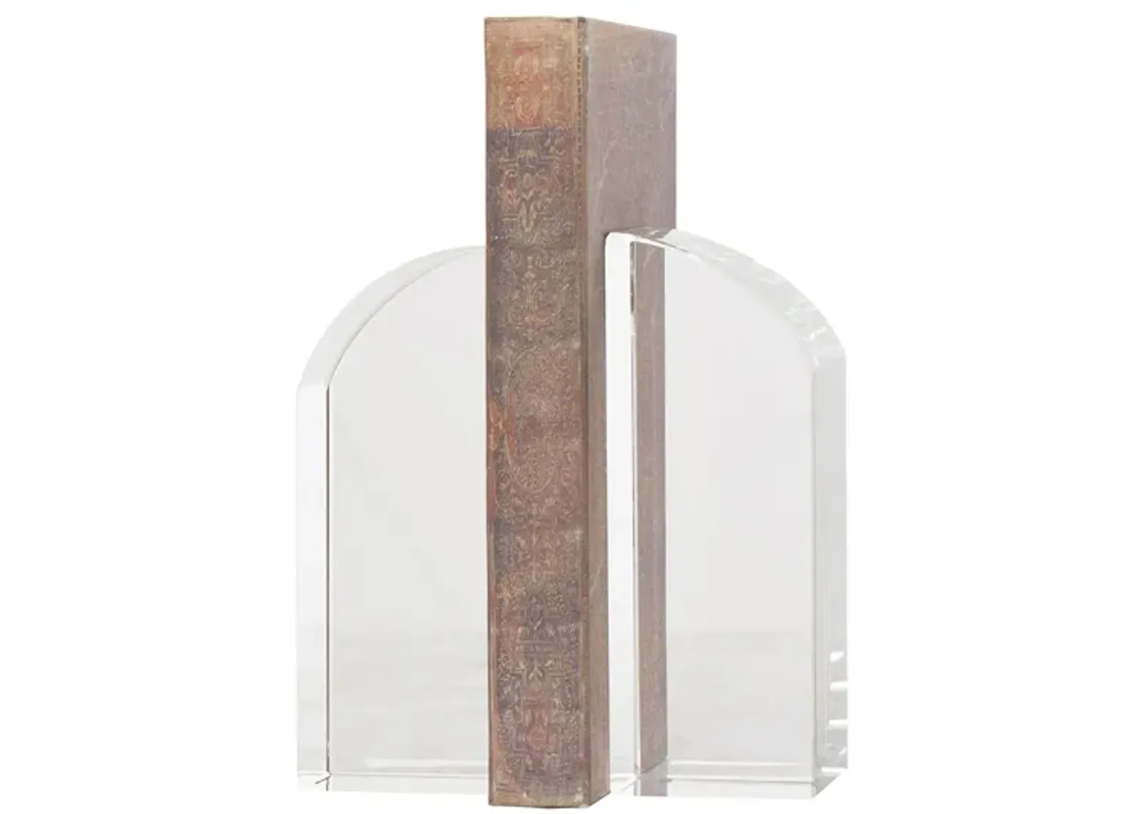 Ivy Collection Geometric Split Bookends Set in Clear by UMA Enterprises