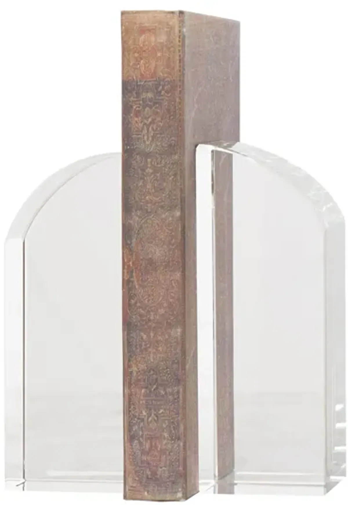 Ivy Collection Geometric Split Bookends Set in Clear by UMA Enterprises