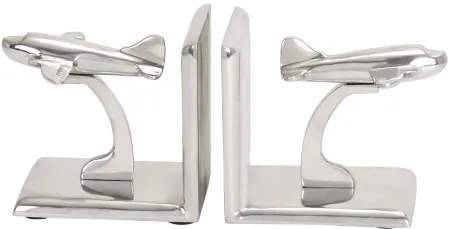 Ivy Collection Airplane Bookends Set in Silver by UMA Enterprises