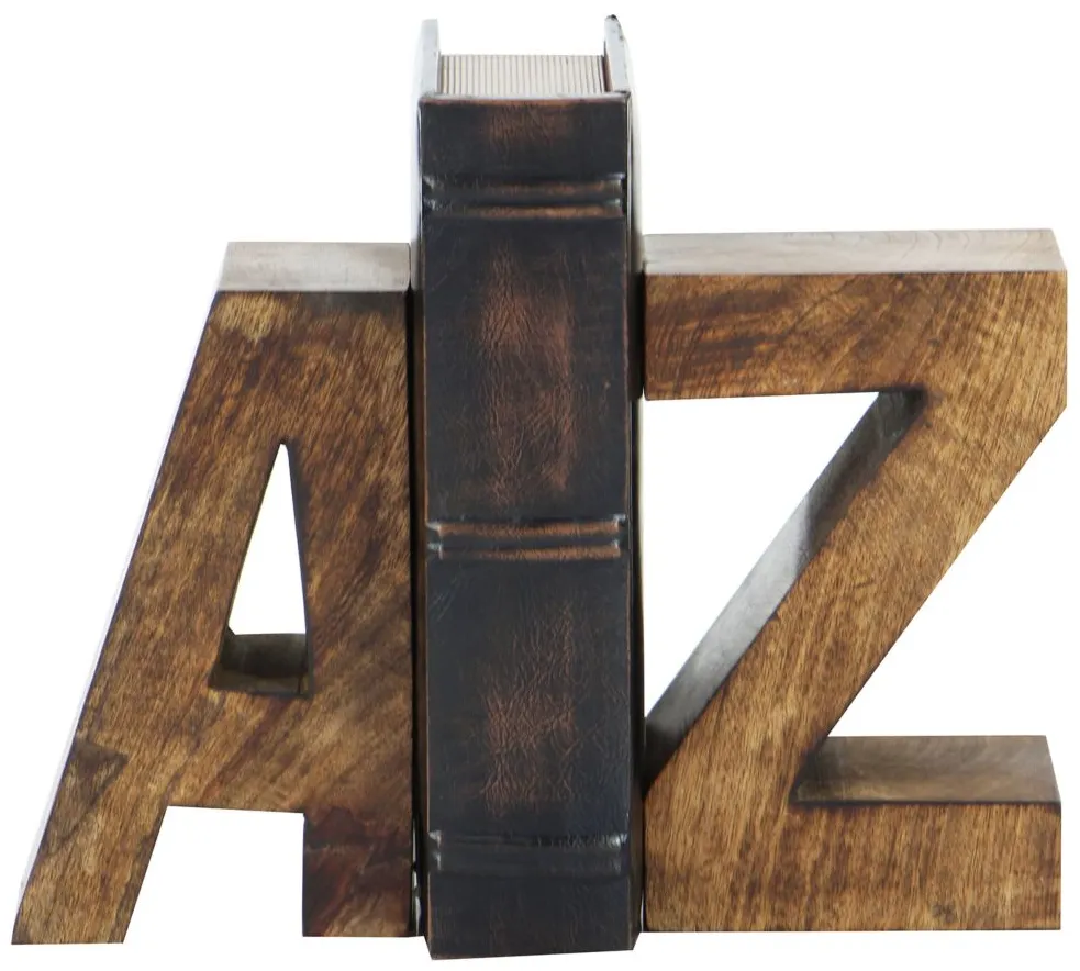 Ivy Collection A Z Bookends Set in Dark Brown by UMA Enterprises