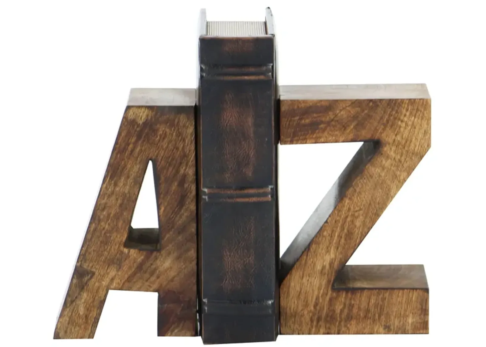 Ivy Collection A Z Bookends Set in Dark Brown by UMA Enterprises