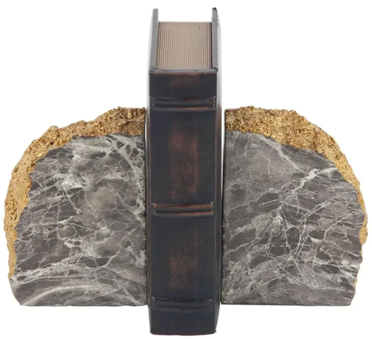 Ivy Collection Geode Bookends Set in Gray by UMA Enterprises