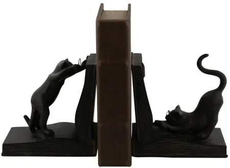 Ivy Collection Reading Cat Bookends Set in Black by UMA Enterprises