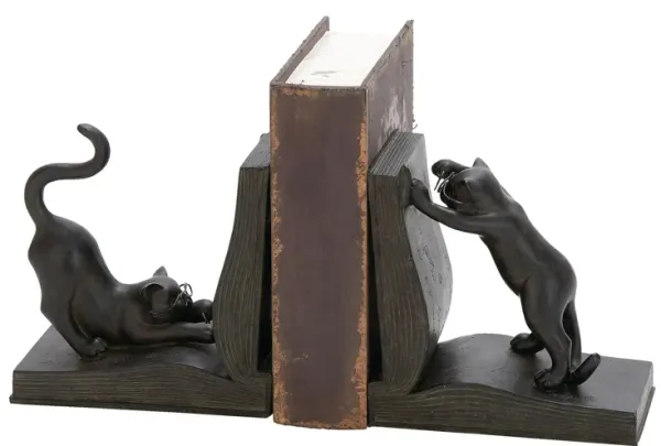 Ivy Collection Reading Cat Bookends Set