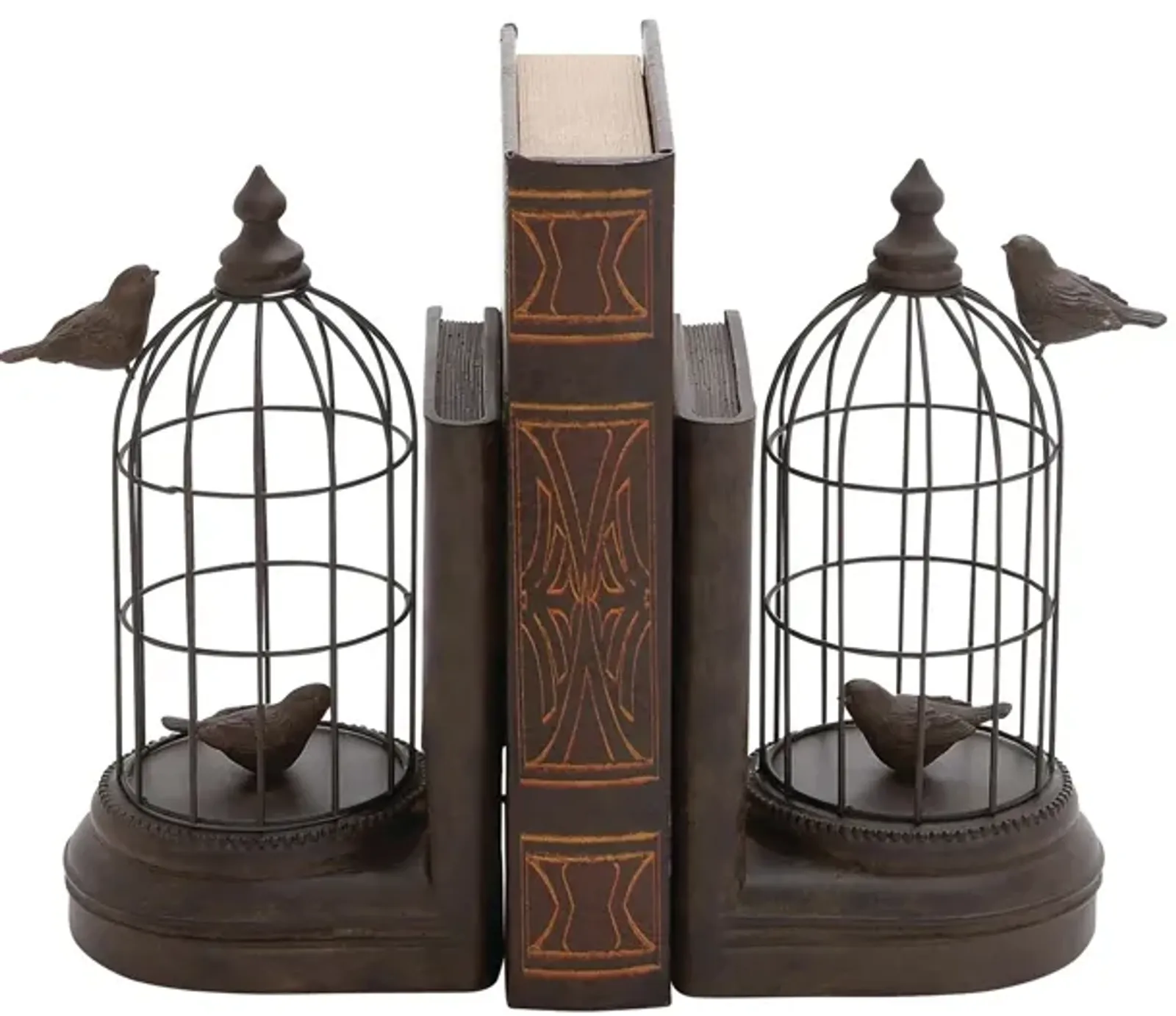 Ivy Collection Bird with Cage Bookends Set