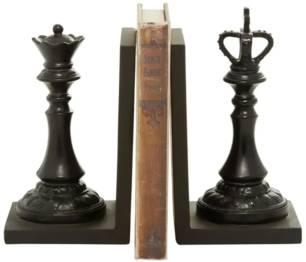 Ivy Collection Chess Bookends with King and Queen Set