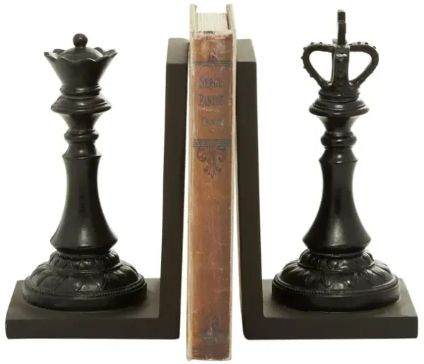 Ivy Collection Chess Bookends with King and Queen Set