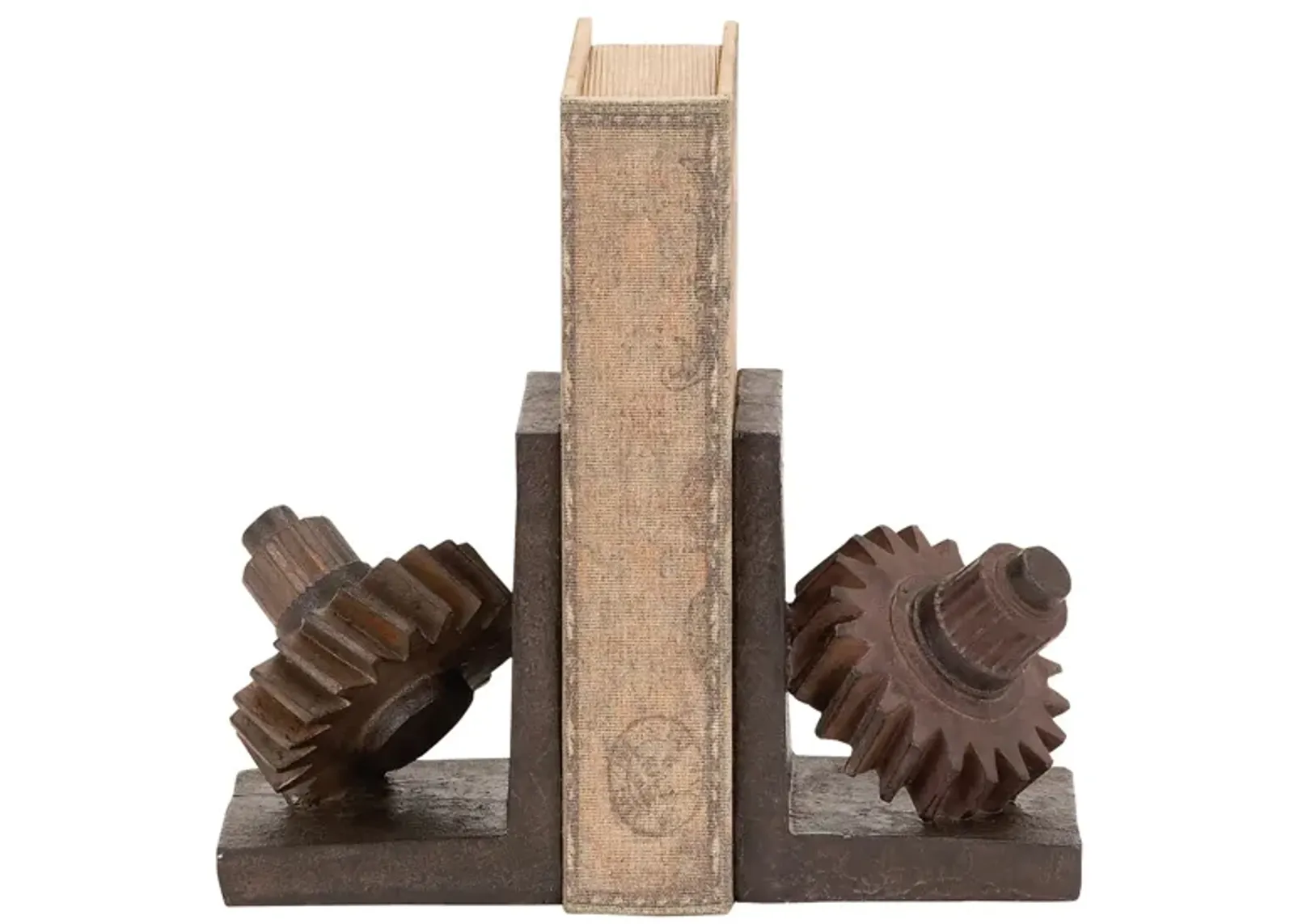 Ivy Collection Gear Bookends Set in Brown by UMA Enterprises