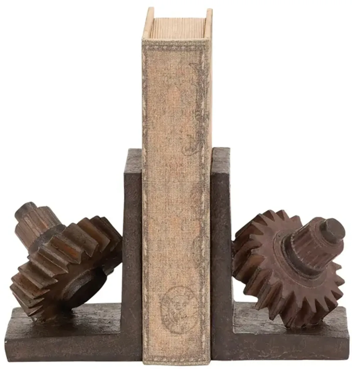 Ivy Collection Gear Bookends Set in Brown by UMA Enterprises