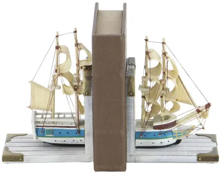 Ivy Collection Sail Boat Bookends Set in White by UMA Enterprises